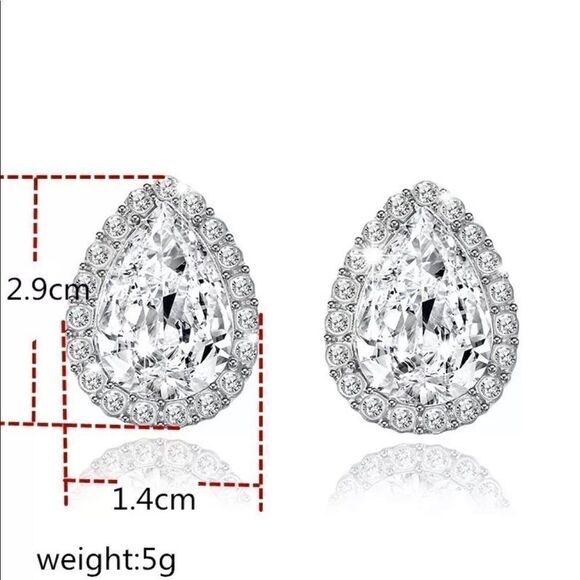 Silver CZ Diamond Earrings  - Picture 4 of 4